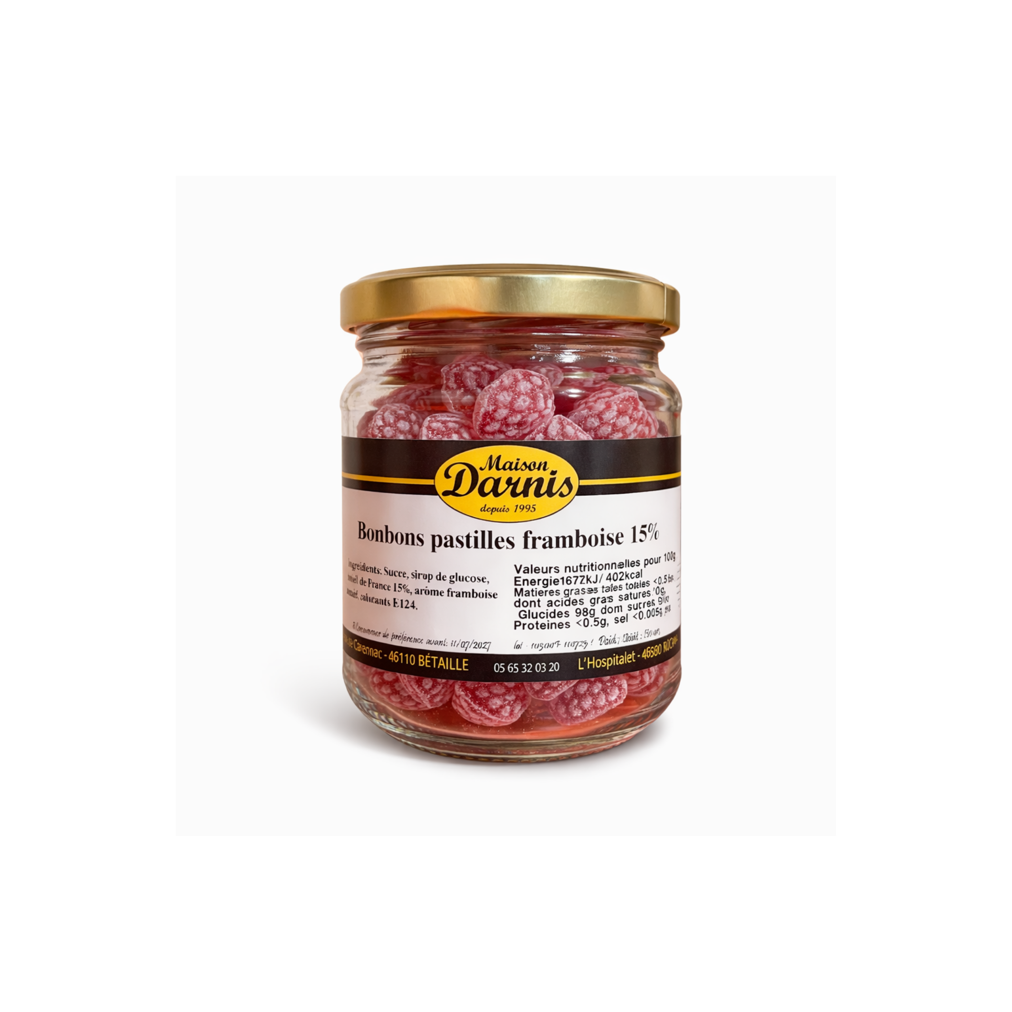Bonbons framboise au miel 15%