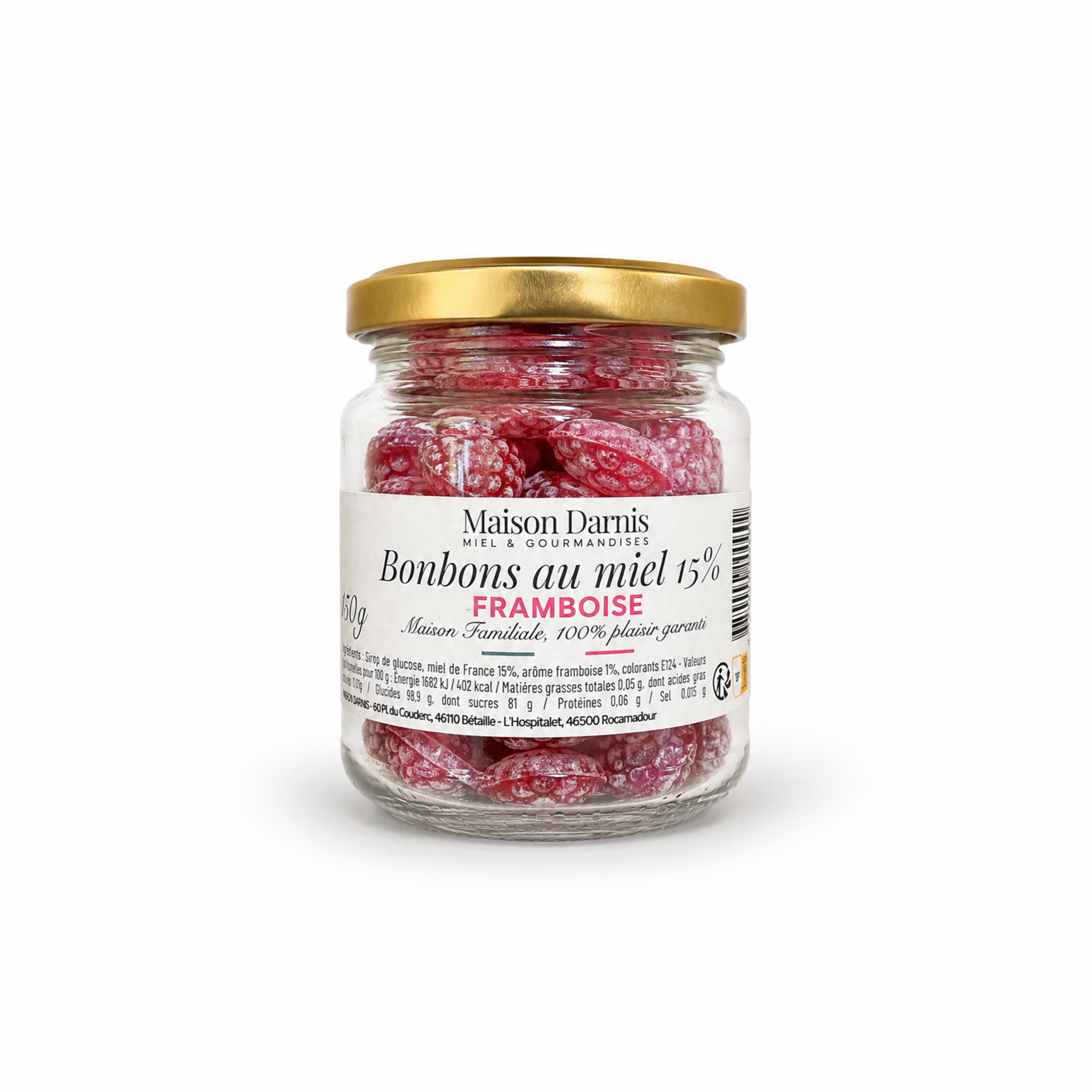 Bonbons framboise au miel 15%