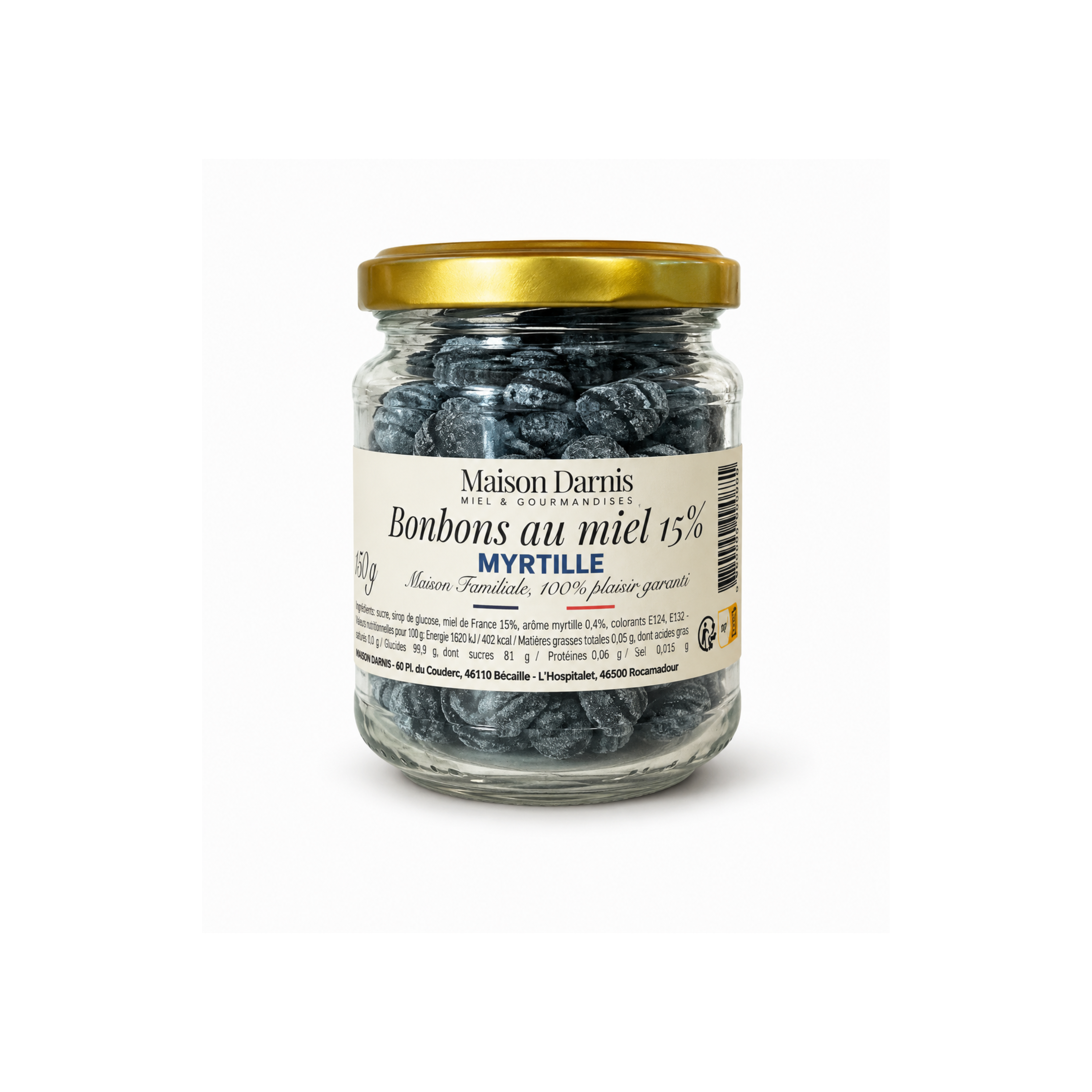 Bonbons myrtille au miel 15%