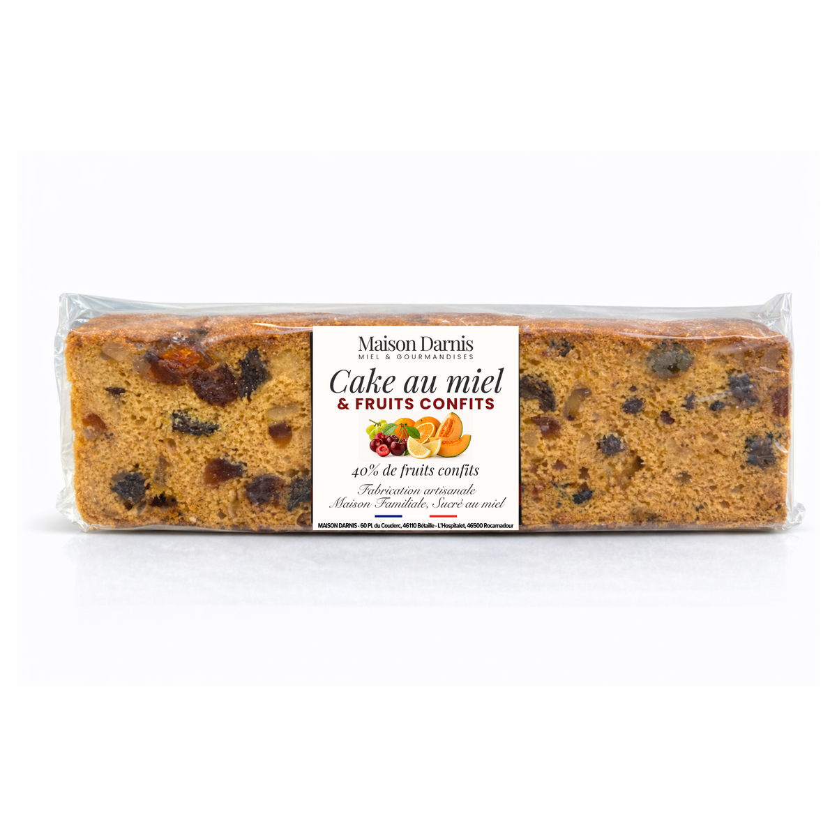 Tranche cake au miel & aux fruits confits